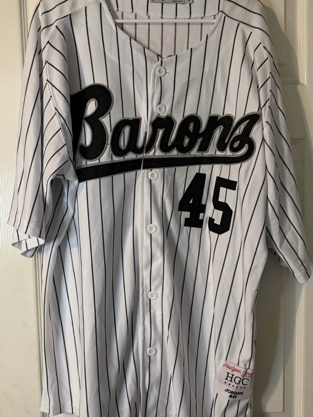 Michael Jordan White & Black Pinstripe Baseball Jersey - Men